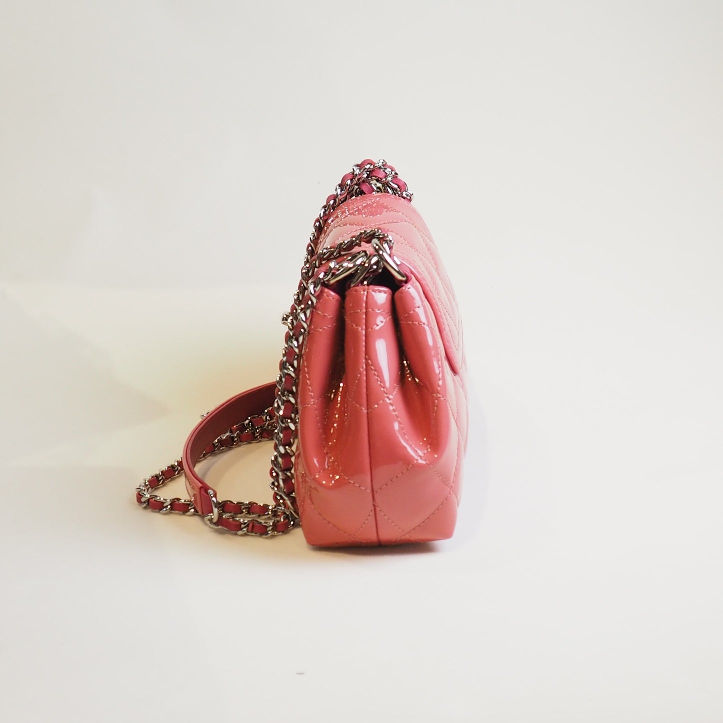 Flap Patent Leather Chain Bag Pink