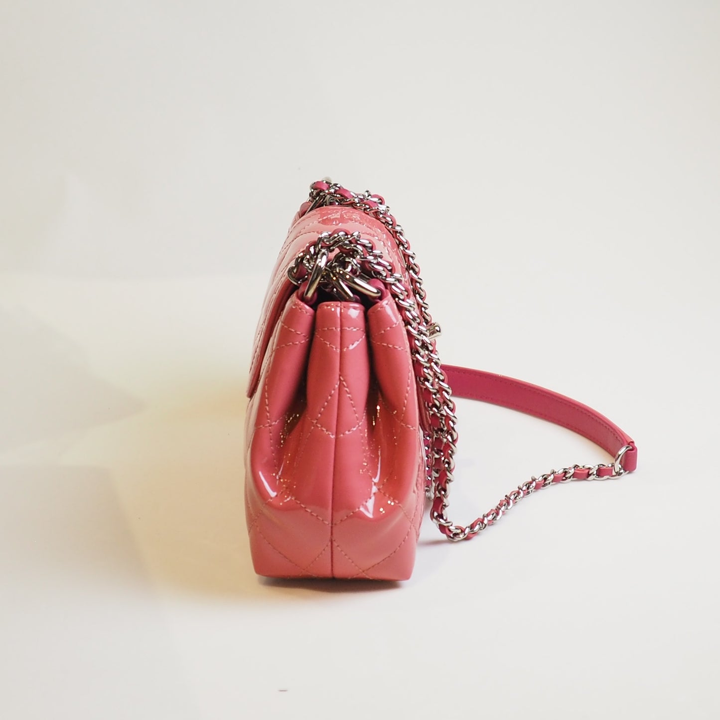 Flap Patent Leather Chain Bag Pink